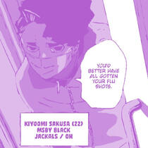 a re-drawing of Nishinoya from a still from the anime done in a style looking like neon lights in the color orange